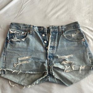 Levi’s distressed high waisted shorts